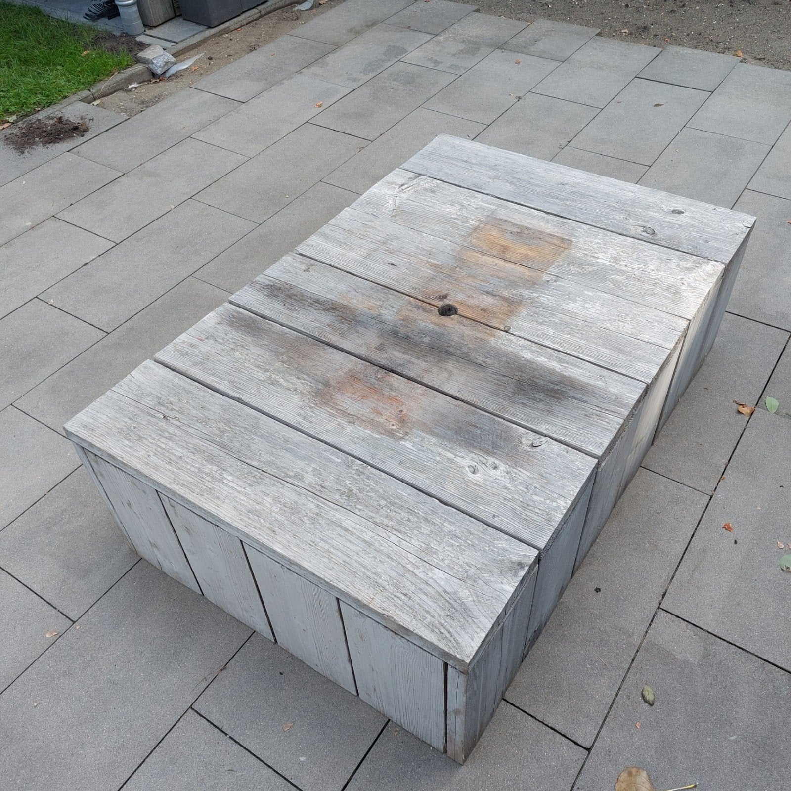 Steigerhouten salontafel, Tuin en Terras, Ophalen, Gebruikt, Rechthoekig, Hout
