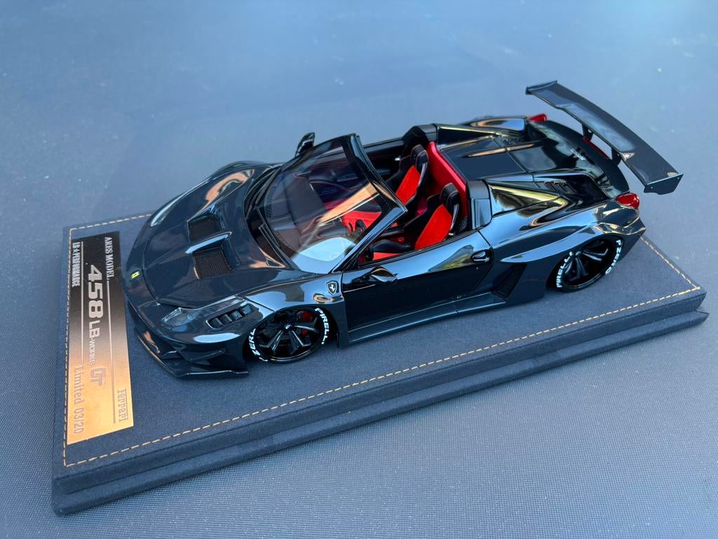 Ferrari 458 spider LB Works black-carbon Ares 1:18 NIEUW !, Overige merken, ., ,, Nieuw