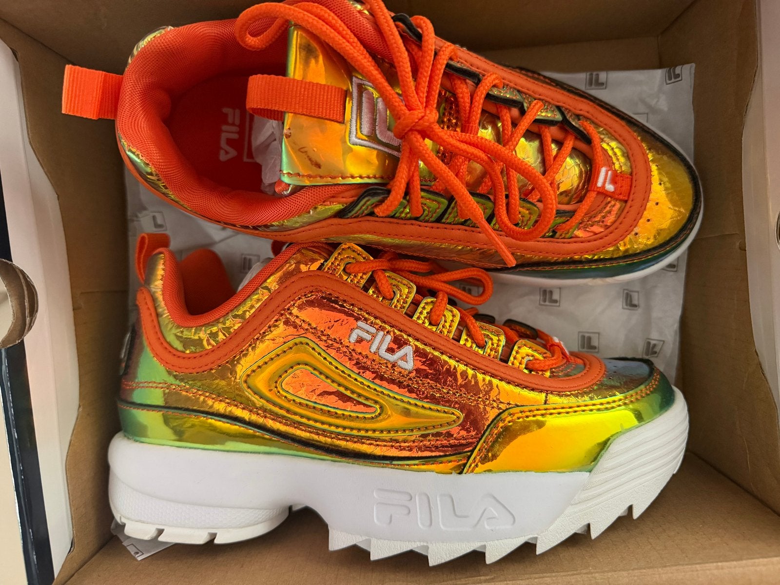Fila Disruptor F Low WMN Oranje Holografische Sneakers, Ophalen of Verzenden, Nieuw, Oranje, Sneakers of Gympen