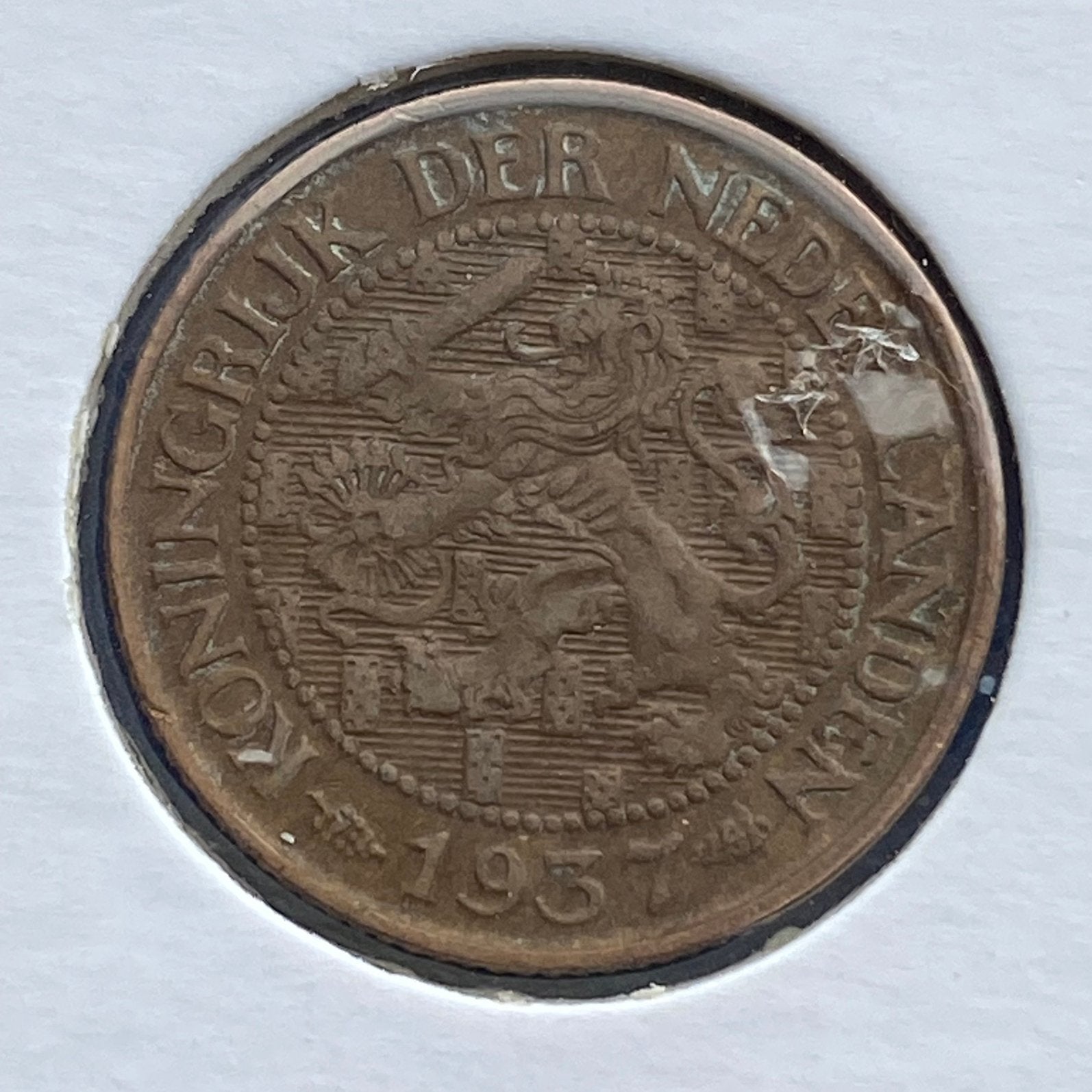 1 Cent uit 1937 van Wilhelmina, Postzegels en Munten, Munten | Nederland, Verzenden, Koningin Wilhelmina, 1 cent, Losse munt