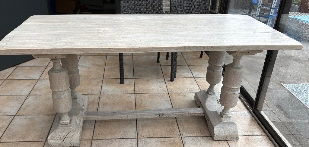 Massief eiken tafel, Ophalen, Gebruikt, Eikenhout, 200 cm of meer