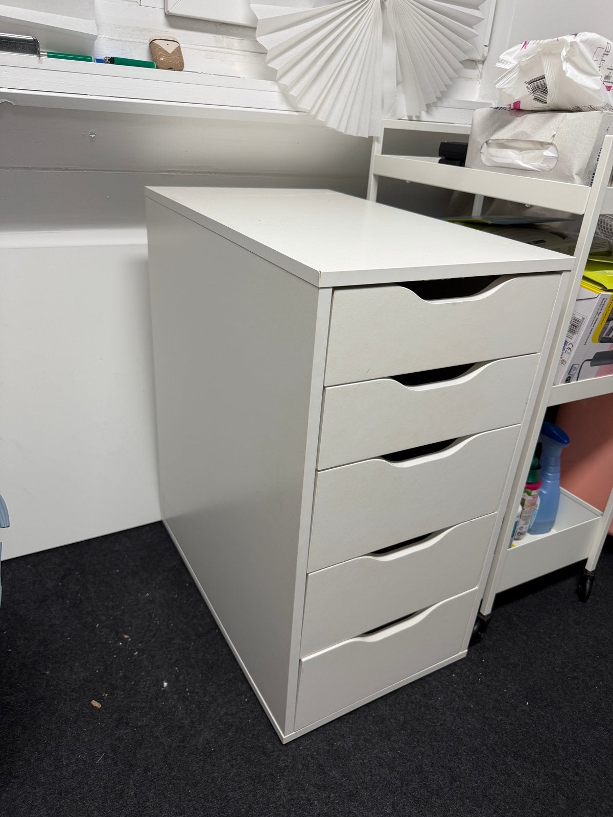 IKEA ALEX Ladeblok met 5 lades, wit - incl. optioneel bureau, Huis en Inrichting, Kasten | Ladekasten, Ophalen, Minder dan 50 cm