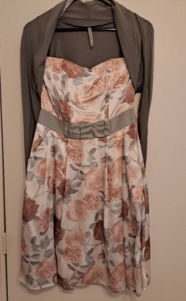 Leuke set strapless jurk met vestje, Maat 38/40 (M), Meerkleurig, Ophalen of Verzenden, Zo goed als nieuw