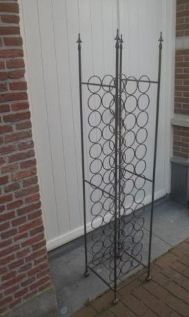 Groot WIJNREK smeedijzer 39 flessen flessenrek 169 cm. hoog, Huis en Inrichting, Woonaccessoires | Wijnrekken, Ophalen, Zo goed als nieuw
