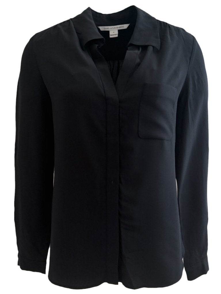 Diane von Furstenberg blouse S, Maat 38/40 (M), Zwart, Ophalen of Verzenden, Zo goed als nieuw