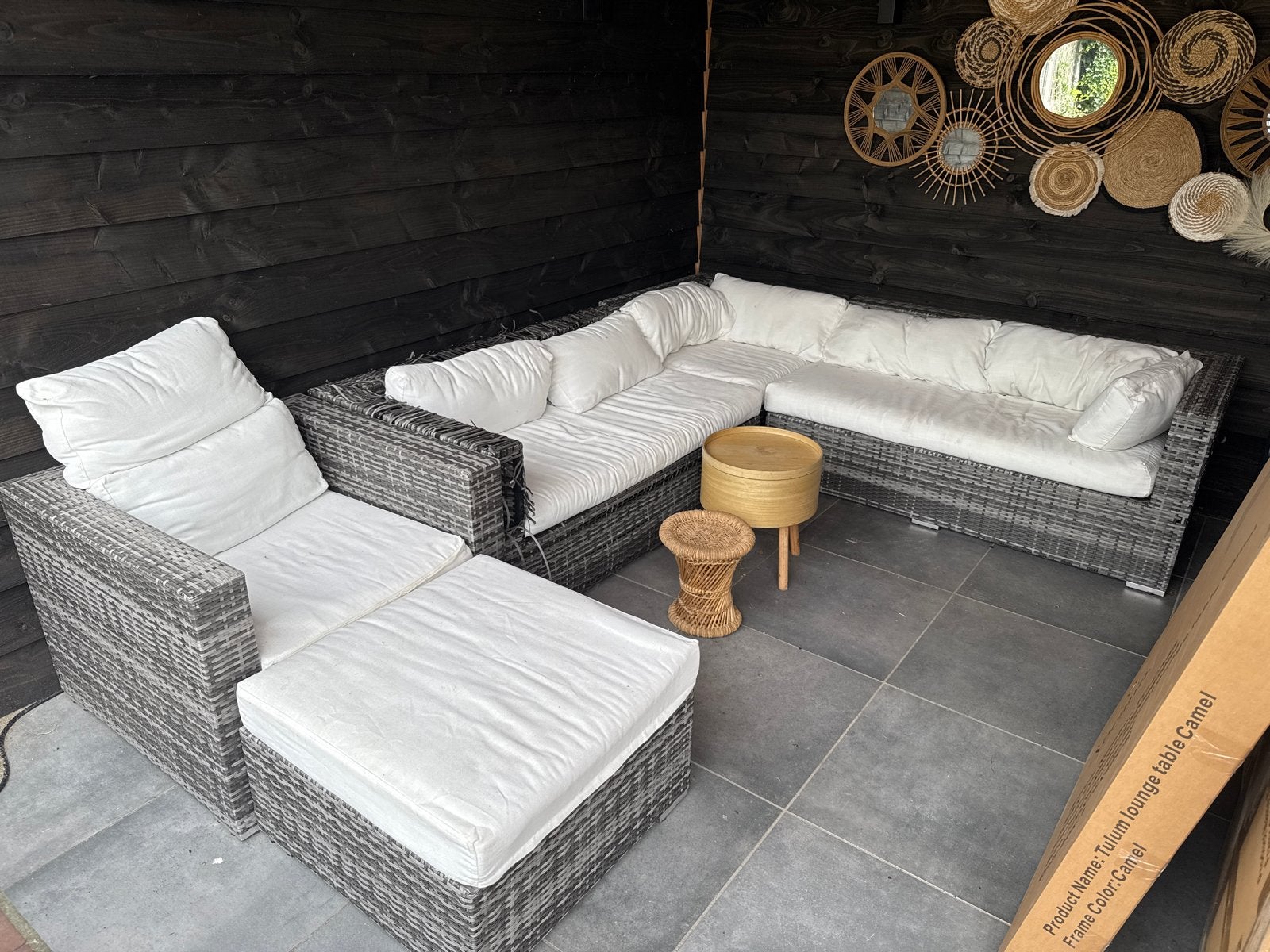 GRATIS! Beschadigde Wicker Loungeset met Kussens, Ophalen, Gebruikt, Meer dan 8 zitplaatsen, Loungeset
