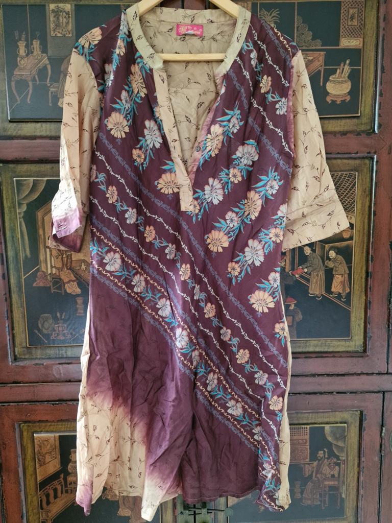 Boho jurkje zijde, uit Saint Tropez M/L, Paars, Maat 46/48 (XL) of groter, Ophalen of Verzenden, Zo goed als nieuw