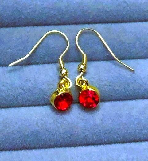 Oorbellen goud 14k gold plated hanger kristallen rood-robijn, Met kristal, Overige materialen, Hangers, Verzenden