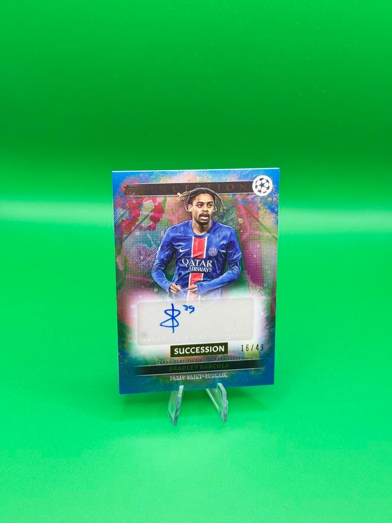 Topps Inception Bradley Barcola auto /49 blue PSG, Ophalen of Verzenden, Zo goed als nieuw, Plaatje