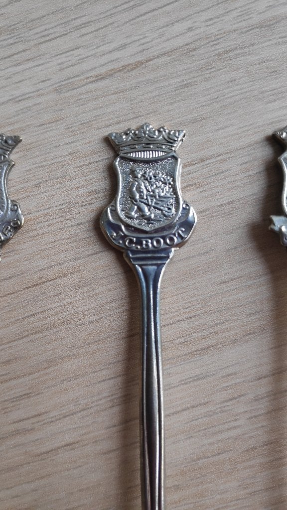 2 theelepeltjes met wapen Valkenburg en J.C. Boot, Ophalen of Verzenden
