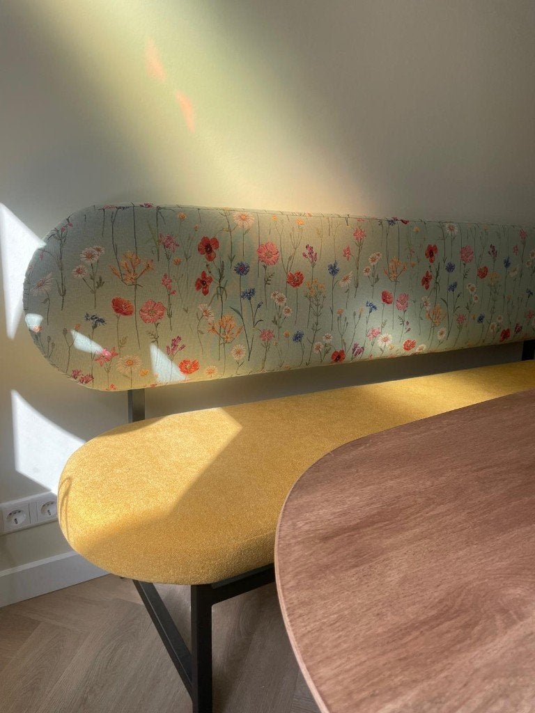 stalen eetkamerbank met stof naar wens, Verzenden, Nieuw, Hout