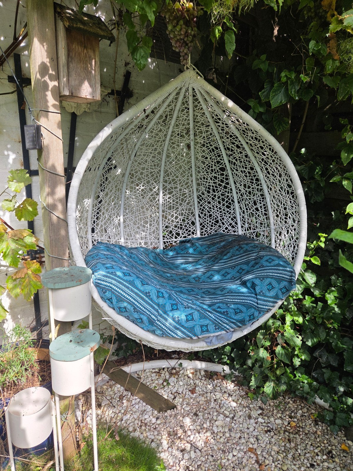 Egg chair, groot formaat Witte hangstoel met kussen voor bin, Ophalen, Gebruikt, Eenpersoons, Binnen