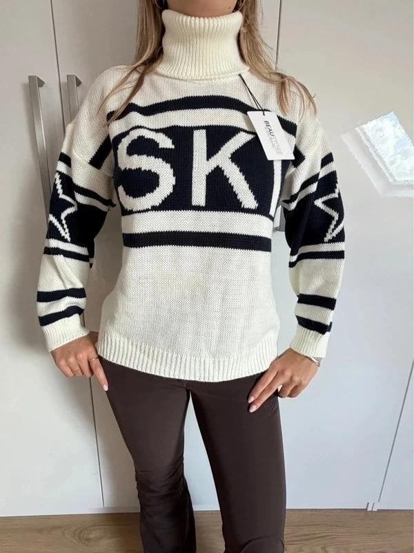 SKI trui coltrui - Donkerblauw  Crème (SM), Ophalen of Verzenden, Zo goed als nieuw, Maat 36 (S), Wit