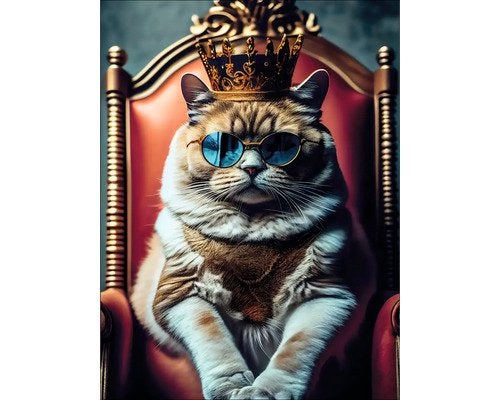 Koning Kat schilderij van glas - Uniek en Stijlvol, Ophalen, Zo goed als nieuw, Schilderij, 75 – 100