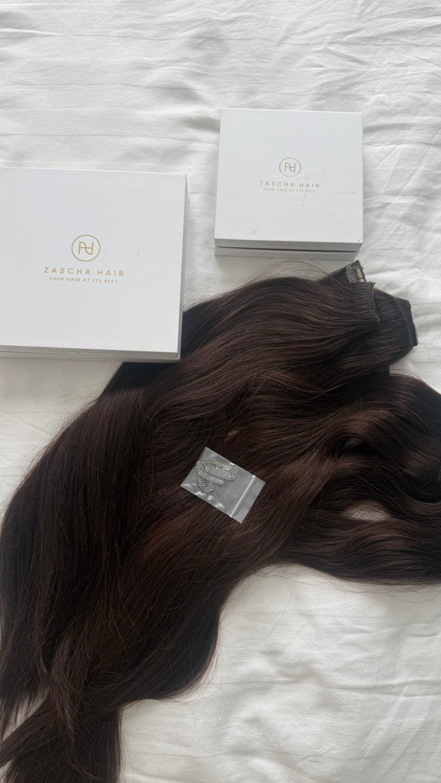 Hair clip in medium brown zascha, Ophalen of Verzenden, Zo goed als nieuw, Pruik of Haarverlenging