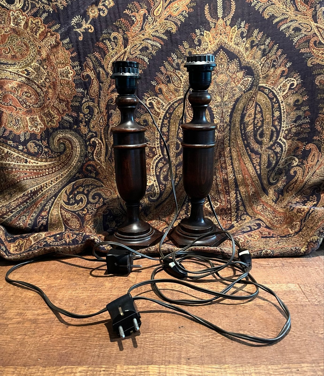 Vintage Houten tafellampen, Ophalen of Verzenden