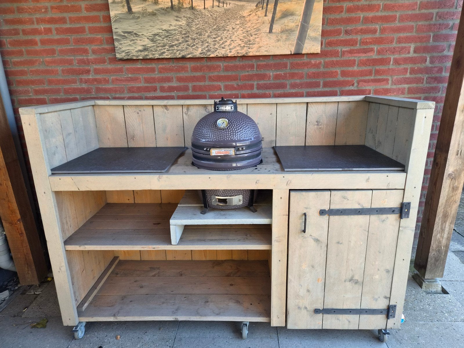 BBQ meubel incl Grill Guru compact Ø 33 cm, Ophalen, Gebruikt, Houtskool, Grill Guru