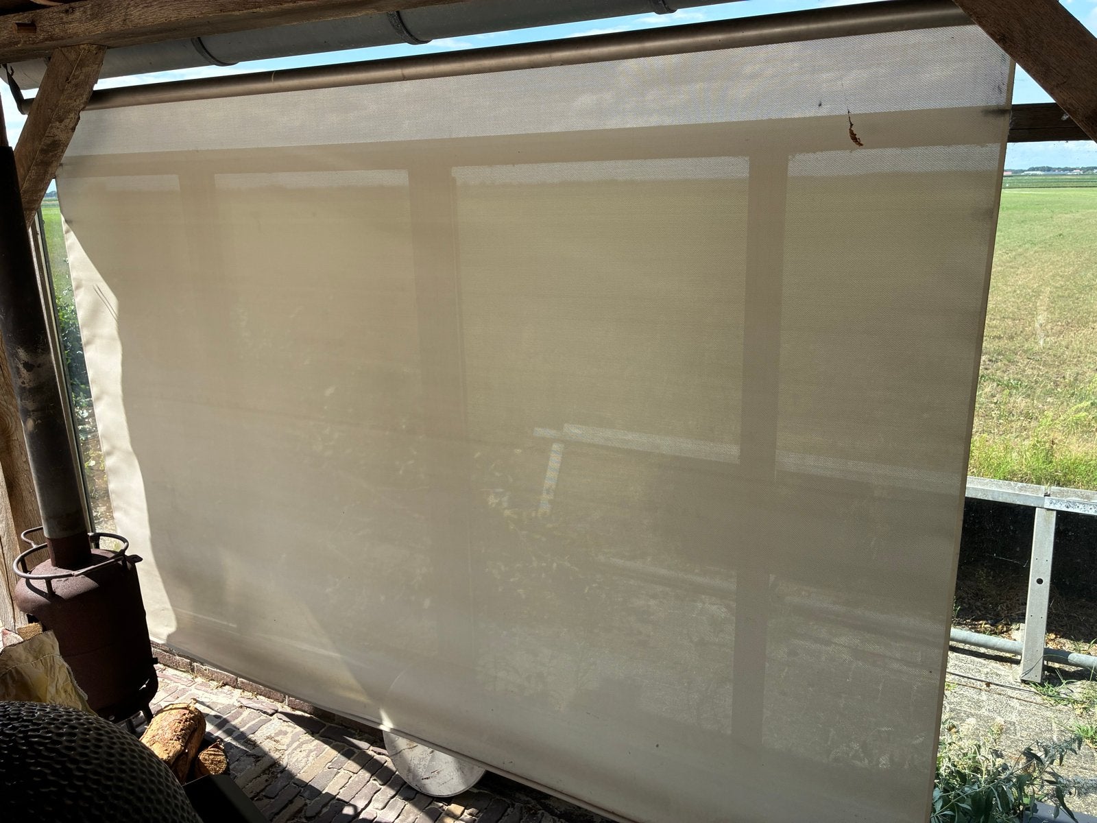 Zonnescherm voor terras of veranda, Ophalen, Gebruikt, 150 tot 300 cm, 250 cm tot 450 cm