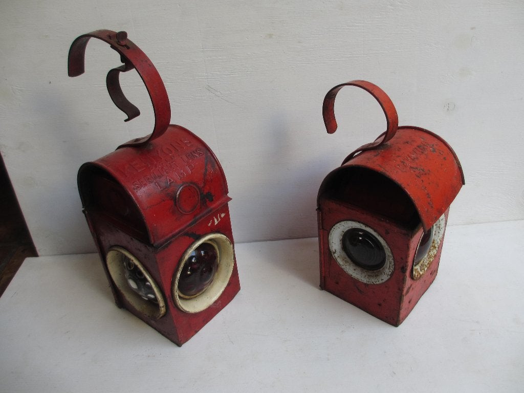2x Vintage spoorweg seinLamp Kenyons Serilight en Batavier, Ophalen of Verzenden, Gebruikt, Trein, Overige typen