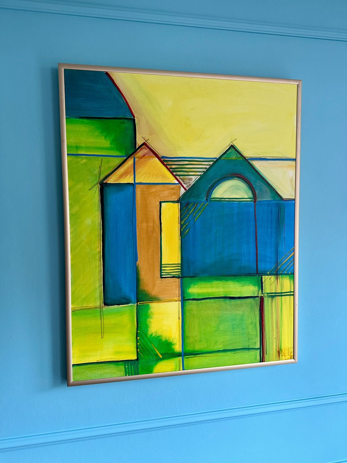 Schilderij by Anke Peddemors licht gouden Aluminium lijst, Ophalen