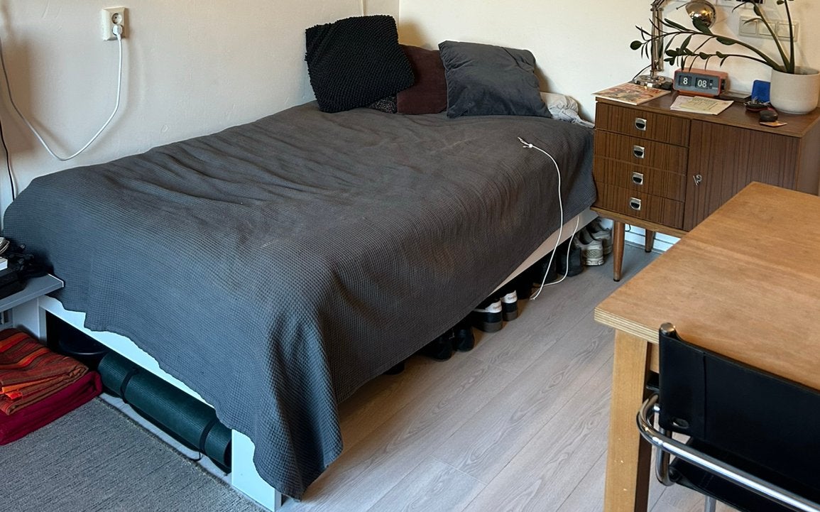 Gratis twijfelaar bedframe, Ophalen, Gebruikt, Wit, Twijfelaar