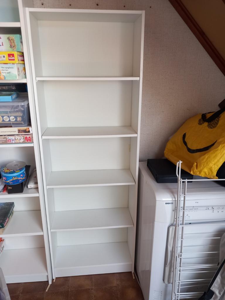 Witte boekenkast 174x60,4x22,5 cm, Ophalen, Met plank(en), Gebruikt, 50 tot 100 cm