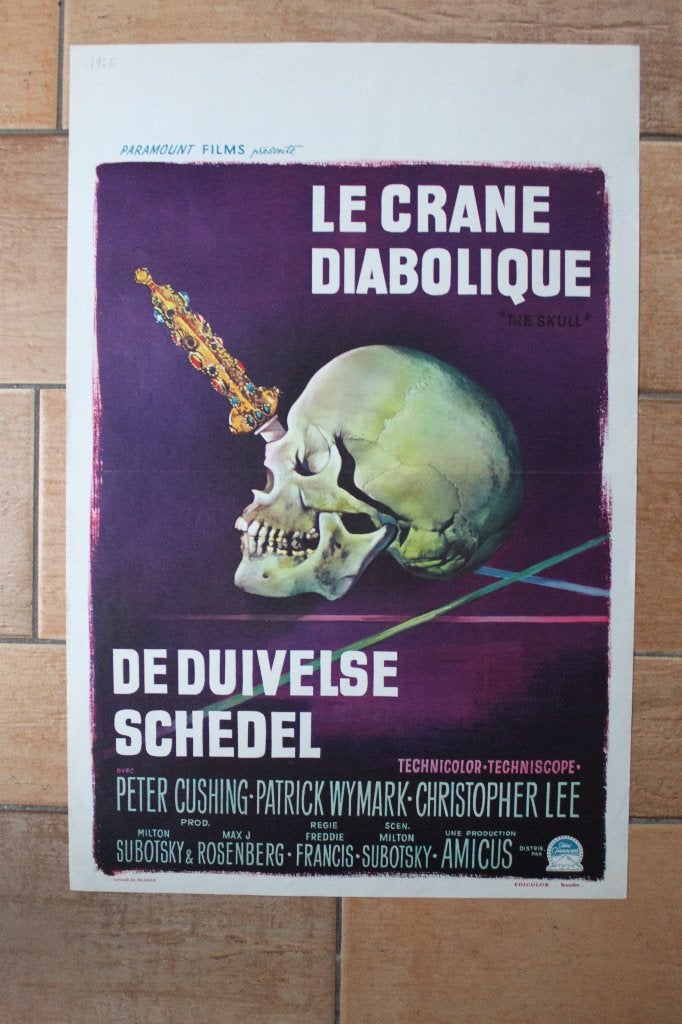 filmaffiche The Skull 1965 Peter Cushing filmposter, Rechthoekig Staand, Ophalen of Verzenden, Zo goed als nieuw, A1 t/m A3