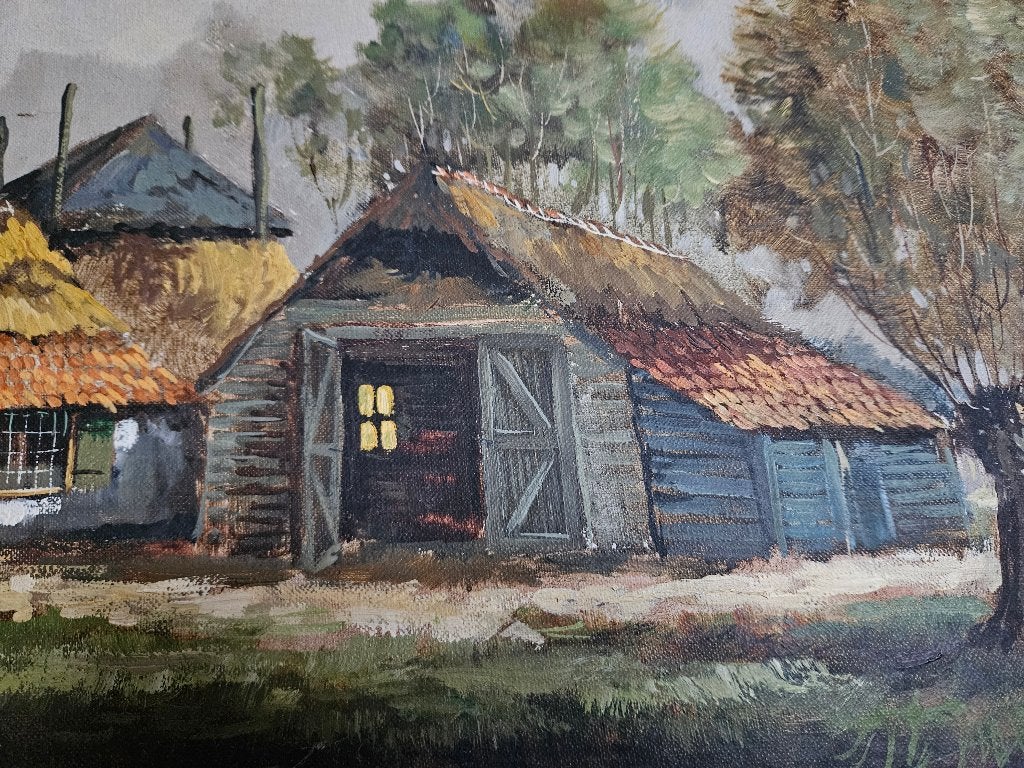 Schilderij B.H. Slotman, Ophalen, Doek, Impressionistisch, Gesigneerd