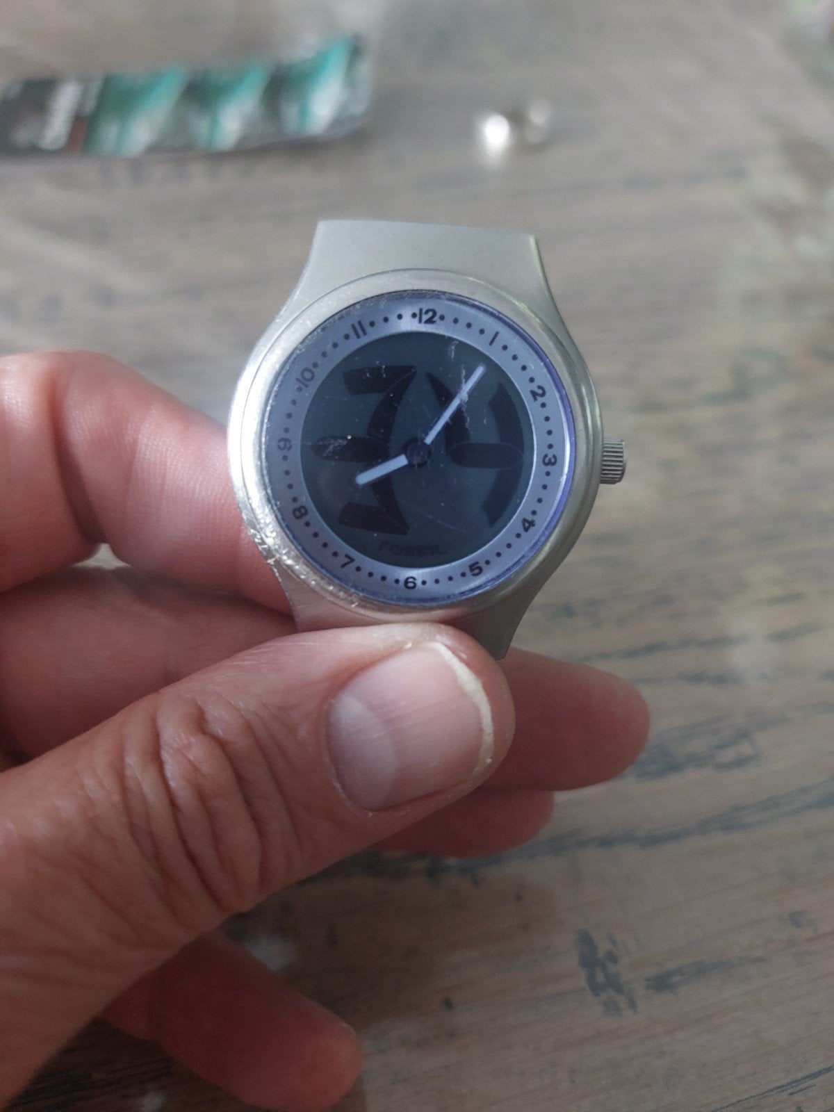 Fossil JR-7880 Polshorloge met intacte stalen band, Ophalen of Verzenden, Gebruikt, Staal, Overige merken
