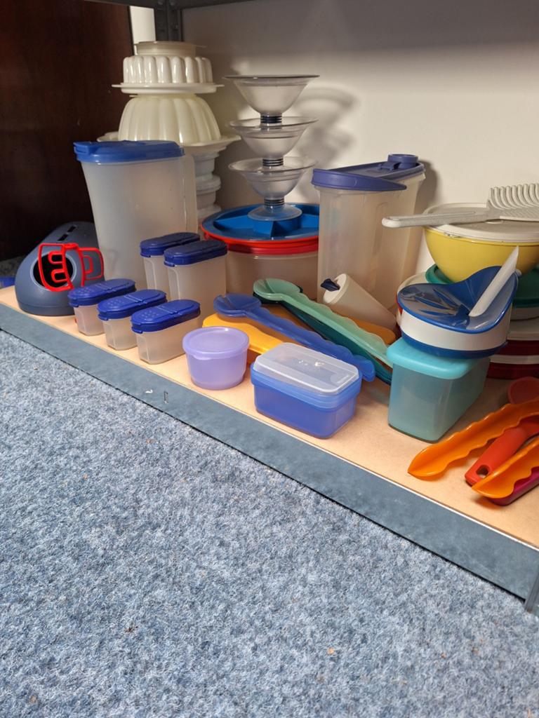 Grote partij Tupperware, diverse items en kleuren, Ophalen of Verzenden, Gebruikt, Geel, Bak of Kom