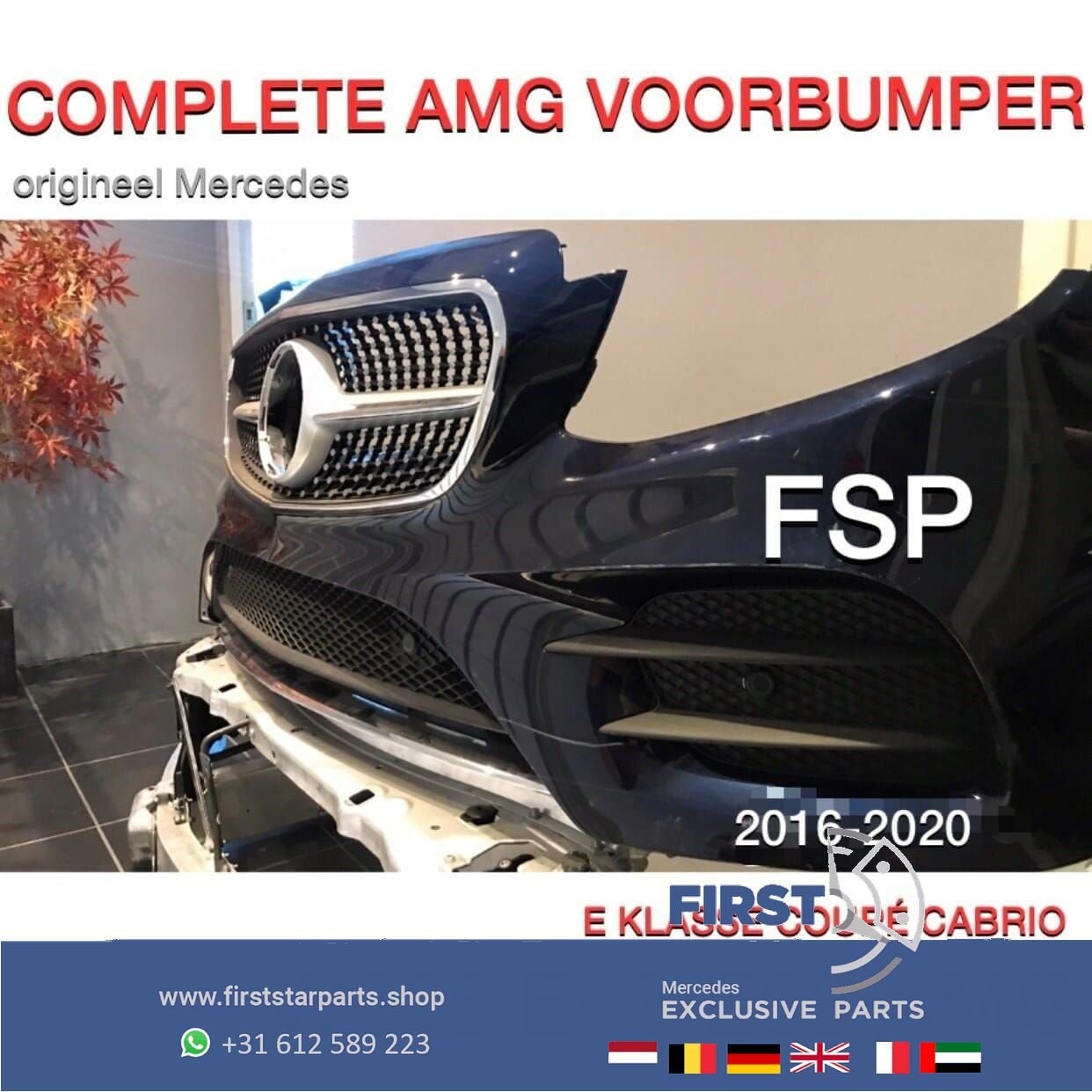 W213 W238 AMG VOORBUMPER COMPLEET + DIAMOND GRIL origineel M, Gebruikt, -, Voor, Ophalen of Verzenden