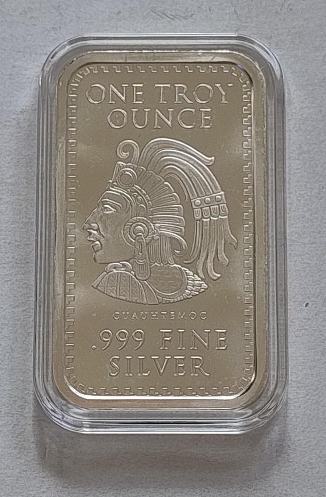 1 Troy Ounce .999 Fijn Zilveren Staaf - Azteekse Kalender, Postzegels en Munten, Edelmetalen en Baren, Ophalen of Verzenden, Zilver