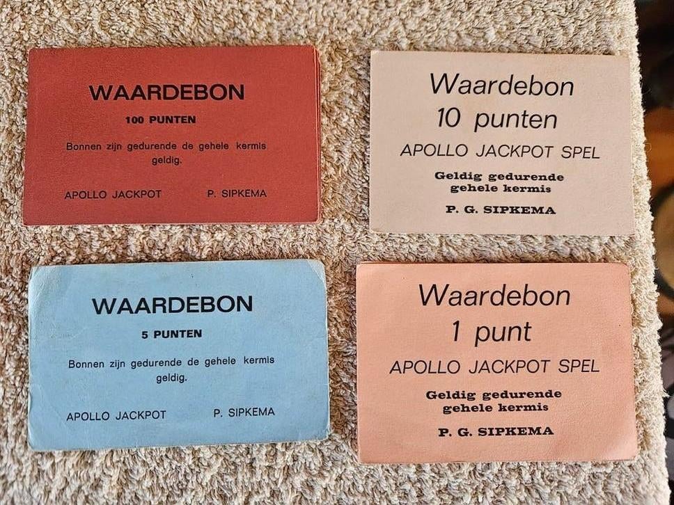 Apollo Jackpot Spel Waardebonnen P. Sipkema Jaren '80, Verzamelen, Ophalen of Verzenden