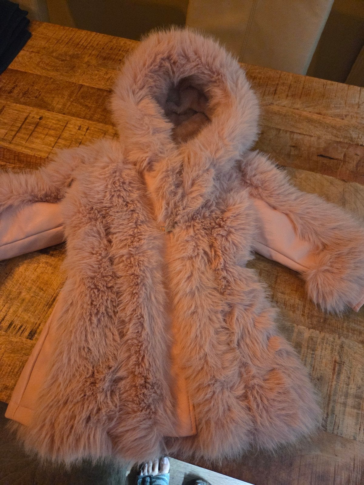 Roze meisjes winterjas met bont, maat 98/104, Ophalen of Verzenden, Zo goed als nieuw, Meisje