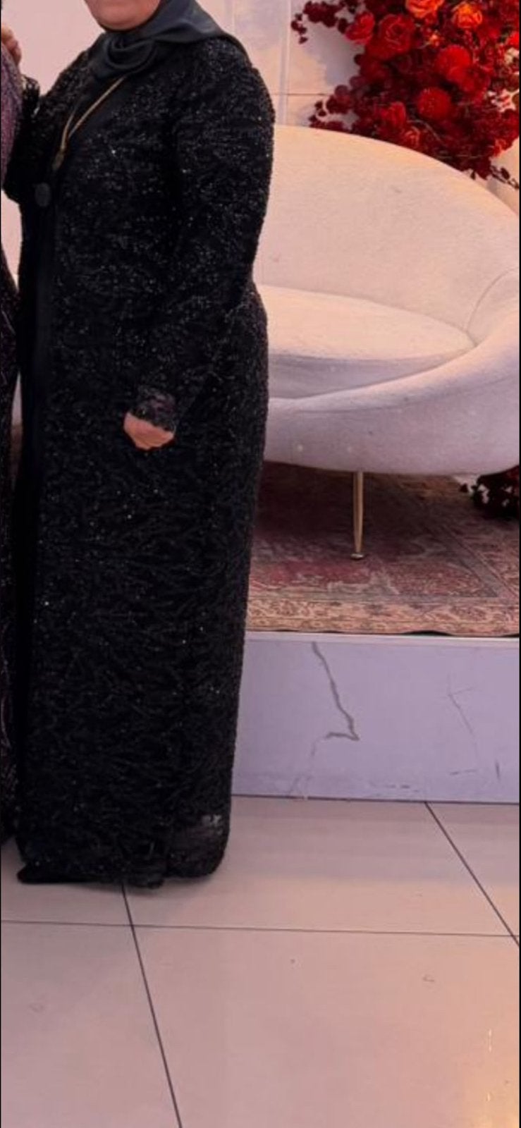 Zwarte pailletten abaya - feestelijke kaftan, Kleding | Dames, Jurken, Ophalen, Zwart, Maat 46/48 (XL) of groter, Zo goed als nieuw