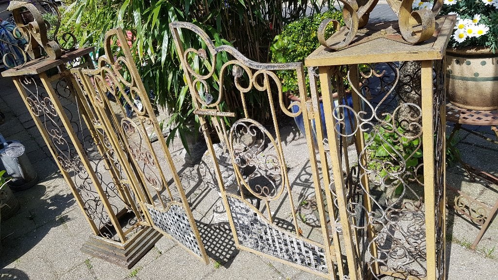 Prachtige smeedijzeren deco stijl tuinpoort(brocante), Ophalen, Gebruikt, 150 tot 200 cm, Looppoort
