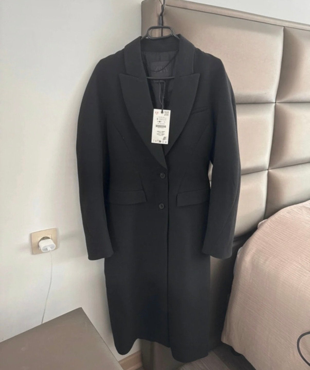 Zara zwarte lange jas, Ophalen, Nieuw, Maat 36 (S), Zwart