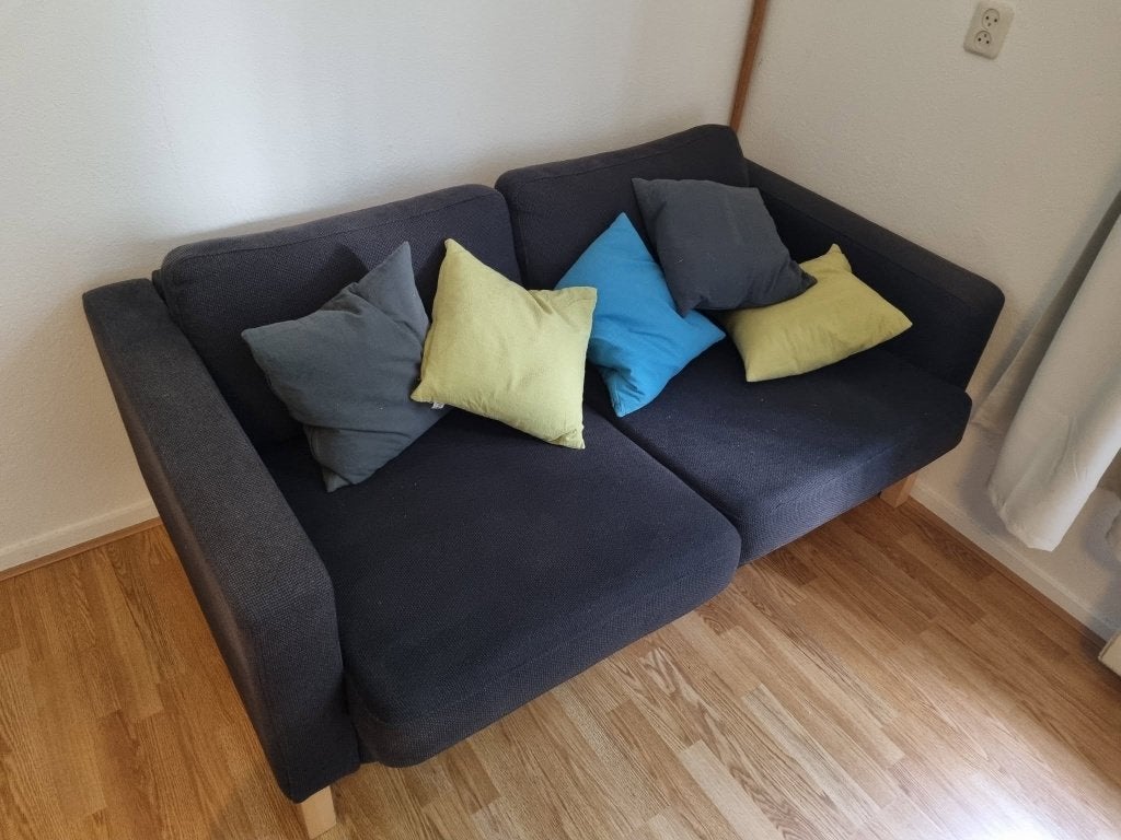 Kleine grijze 2-zits IKEA-bank, Ophalen, Gebruikt, 100 tot 125 cm, 150 tot 200 cm