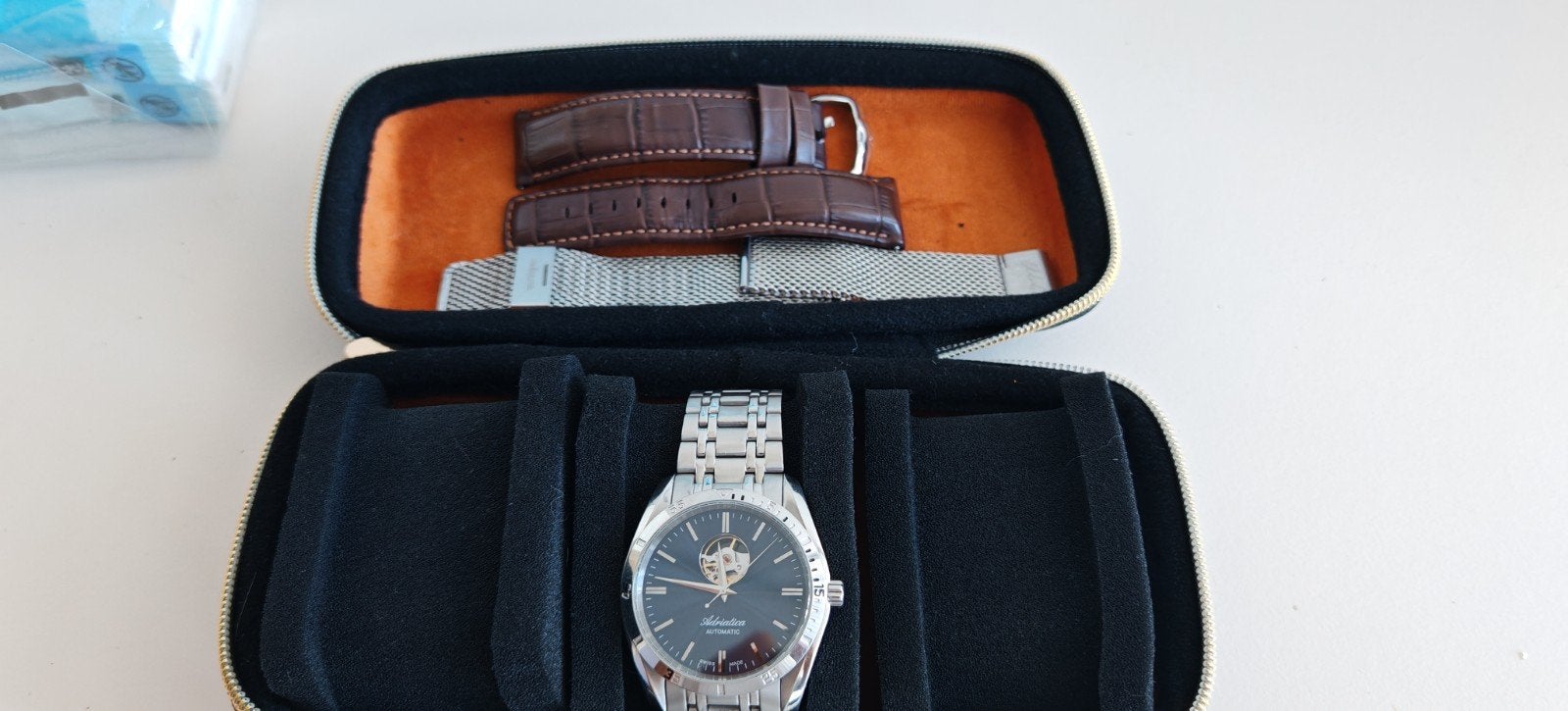 Adriatica metalen horloge met doos en 2 extra bandjes, Ophalen of Verzenden