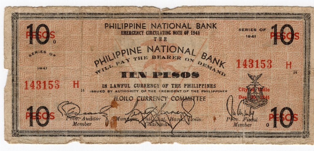 Fillipijnen 10 Pesos noodgeld Iliolo 1941, Ophalen of Verzenden, Zuidoost-Azië
