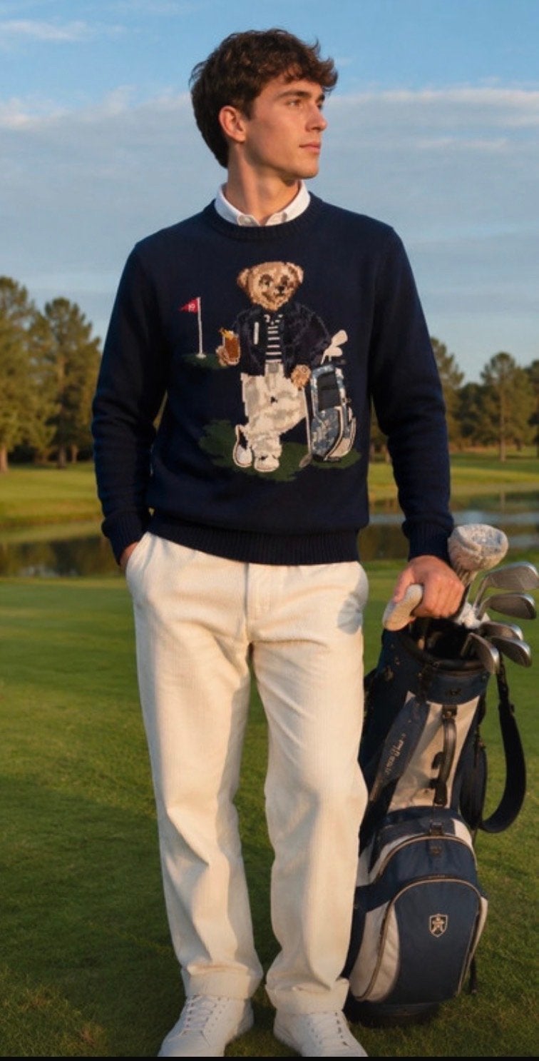 Polo Ralph Lauren Golf Bear Trui Maat M, Ophalen, Nieuw, Maat 48/50 (M), Blauw
