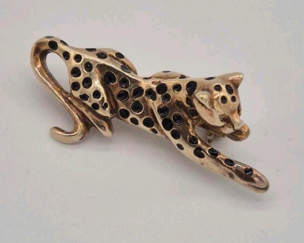 Mooie zilveren vergulde broche 925, Verzenden, Gebruikt, Goud, Zilver