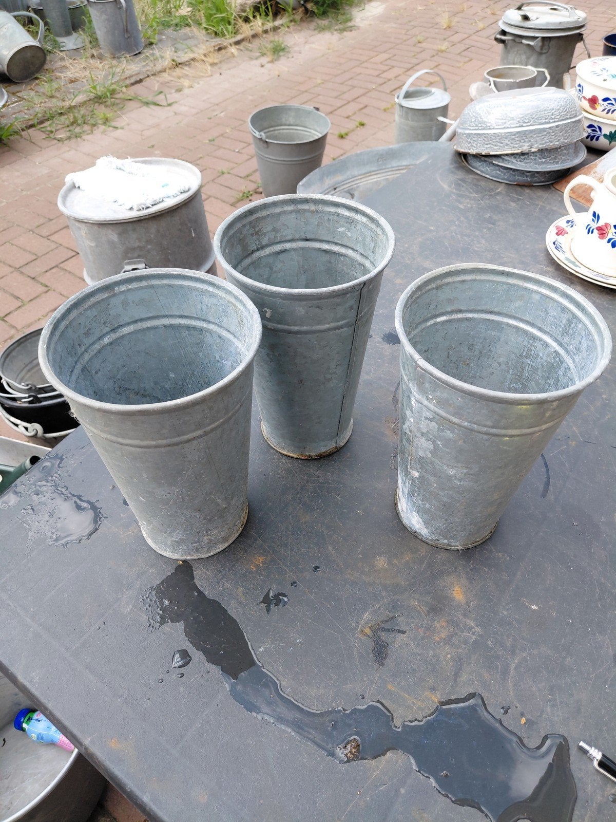 3 zinken vazen doorsnede 16,5 cm, hoogte 26 cm, Ophalen