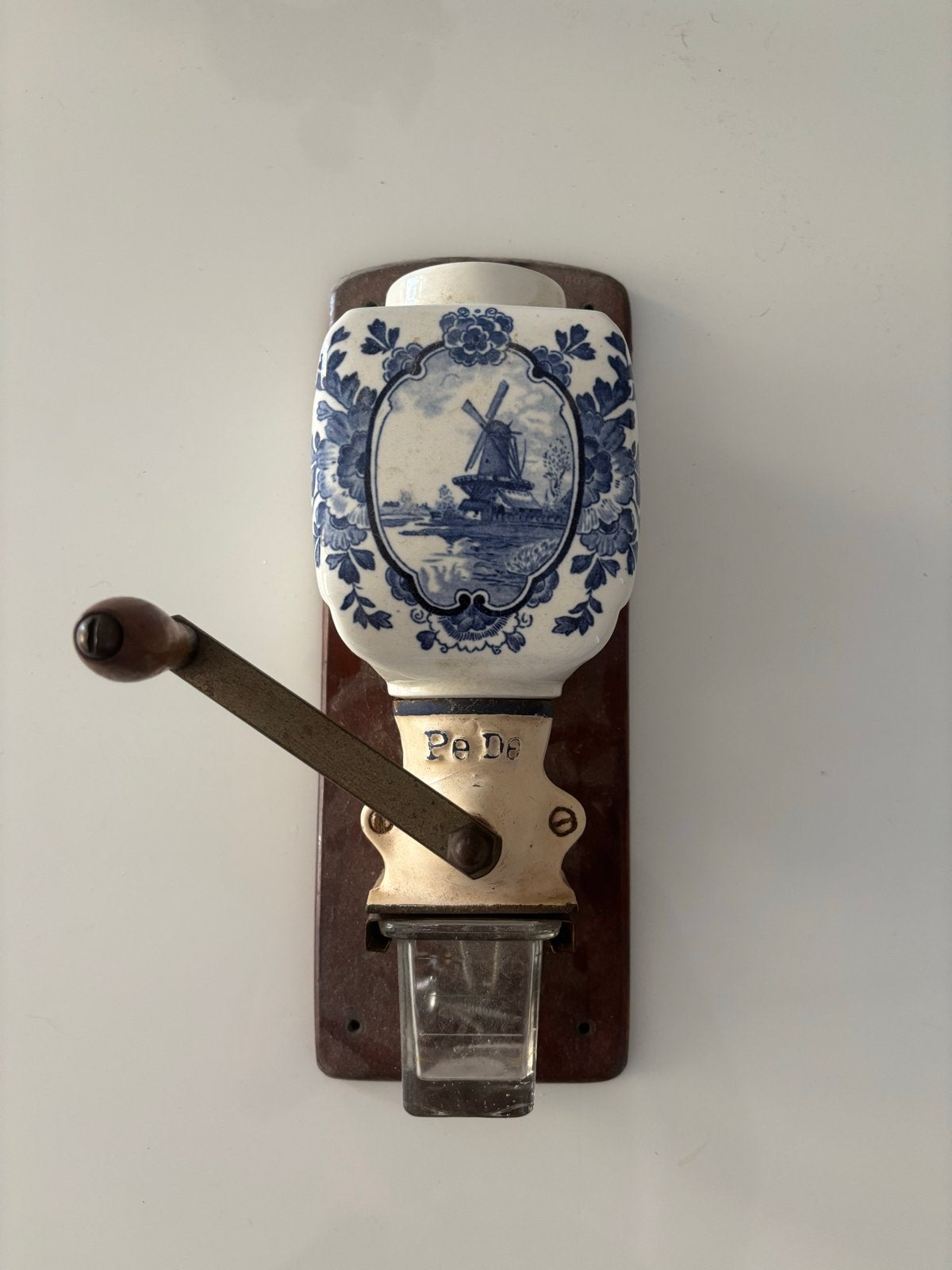 Antieke Pe De Wandkoffiemolen - Delfts Blauw Decor, Ophalen of Verzenden