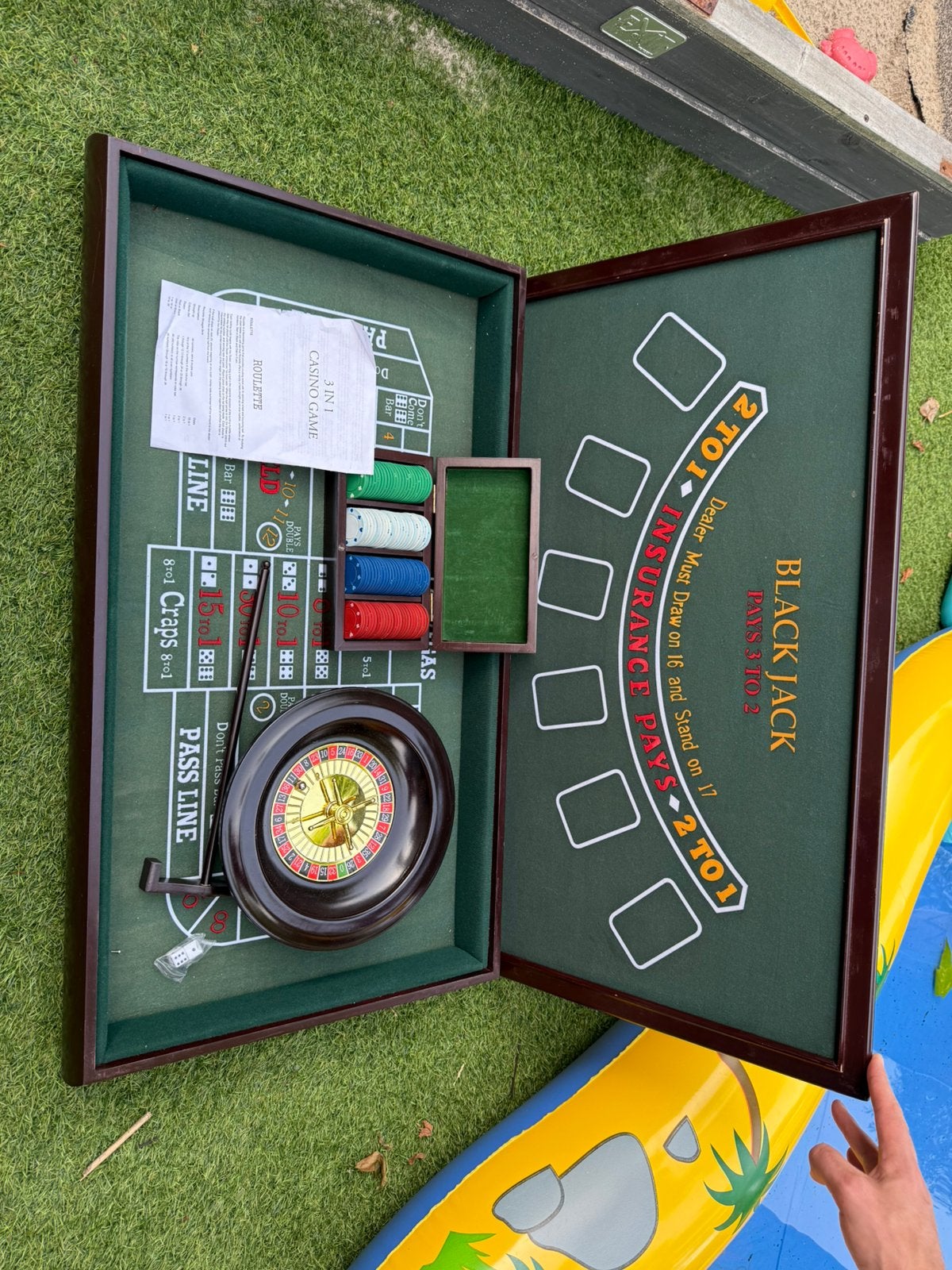 Casino Spelset: Roulette, Blackjack & Craps, Drie of vier spelers, Ophalen, Gebruikt