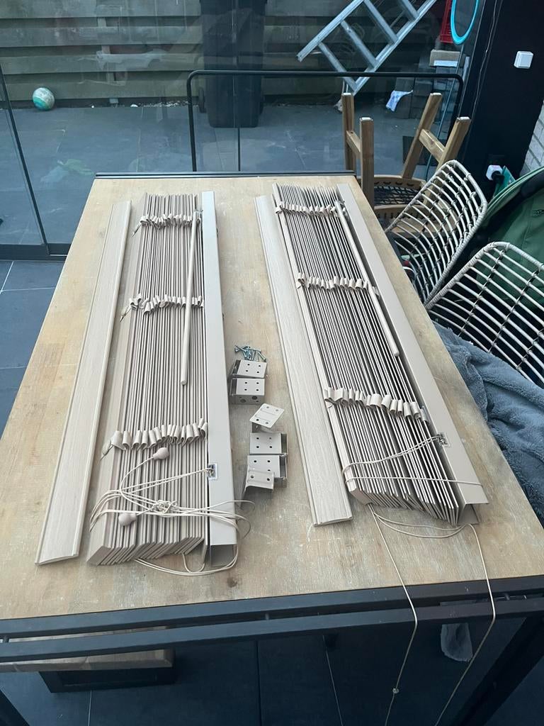 2 stuks nette Houten Jaloezie Naturel - 120x130 cm, Ophalen, 100 tot 150 cm, Zo goed als nieuw, Modern