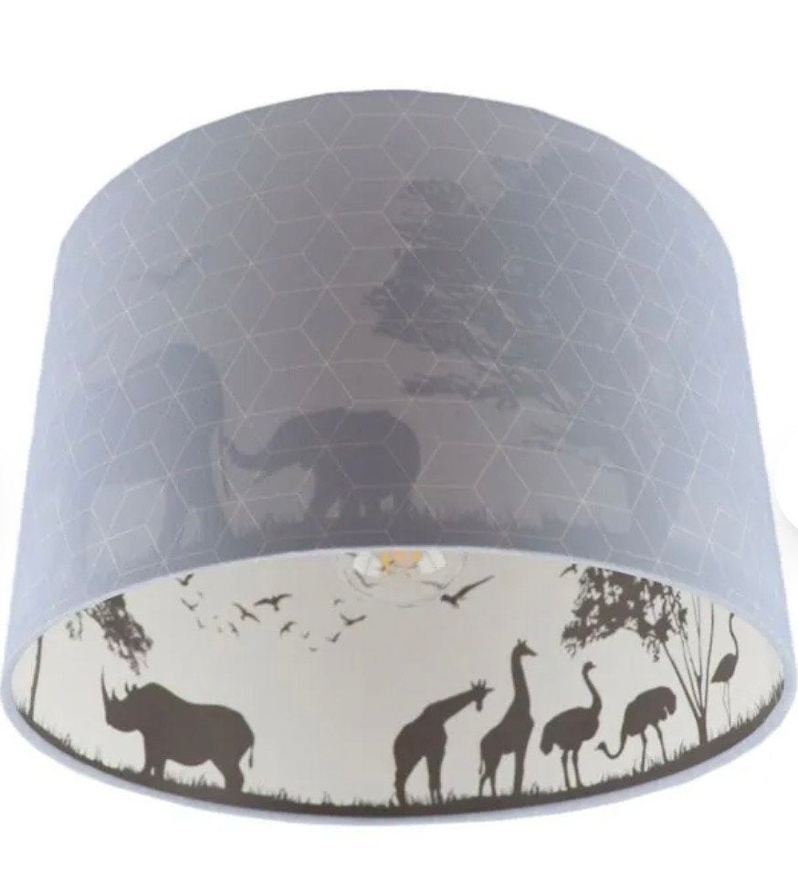Kinderlamp Plafondlamp Safari Dieren blauw, Kinderen en Baby's, Kinderkamer | Inrichting en Decoratie, Ophalen, Gebruikt, Overige merken