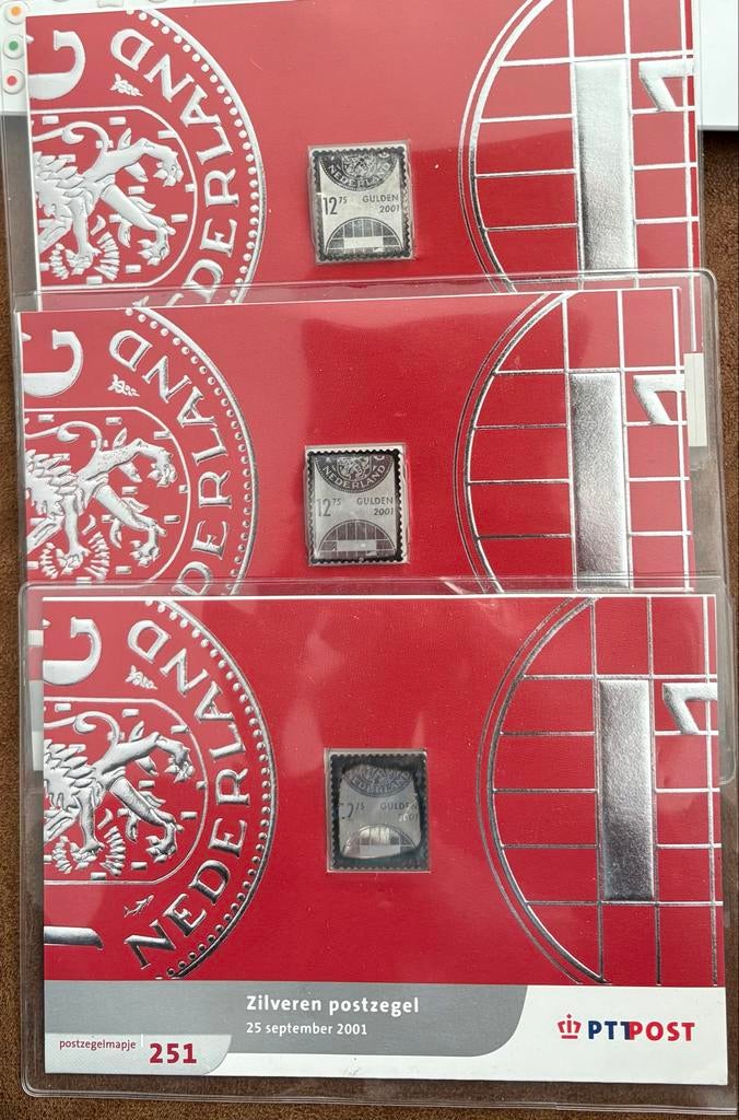 3x Zilveren Postzegel Nederland 2001 - PTT Post, Ophalen of Verzenden, Na 1940, Postfris
