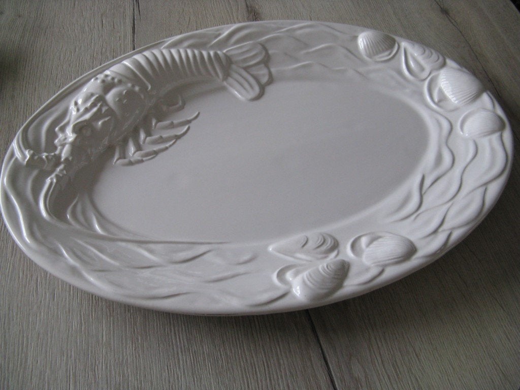 Grote schaal voor vis, Porselein of Keramiek, Schaal, Rond, Nieuw