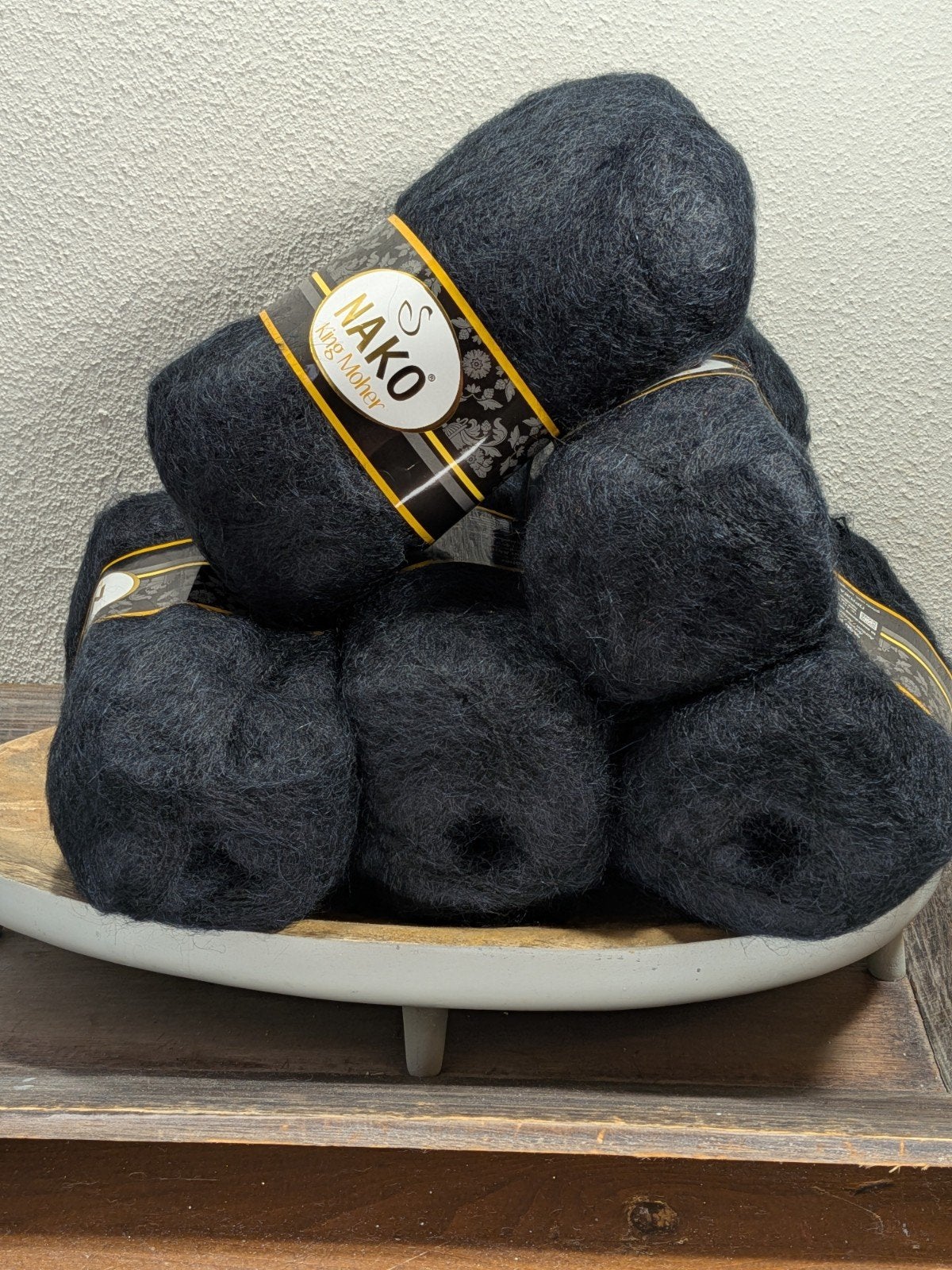 nkm6 - set van 5 bollen Nako King Moher garen in zwart, Ophalen of Verzenden, Nieuw, Breien of Haken, Wol of Garen
